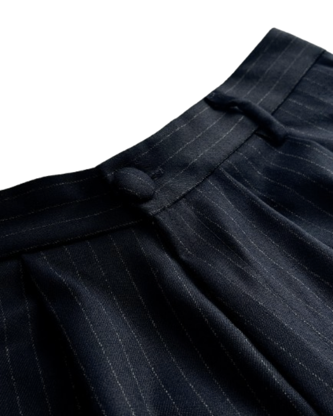 Below the Knees Shorts - Pinstriped Navy Wool & Cashemre