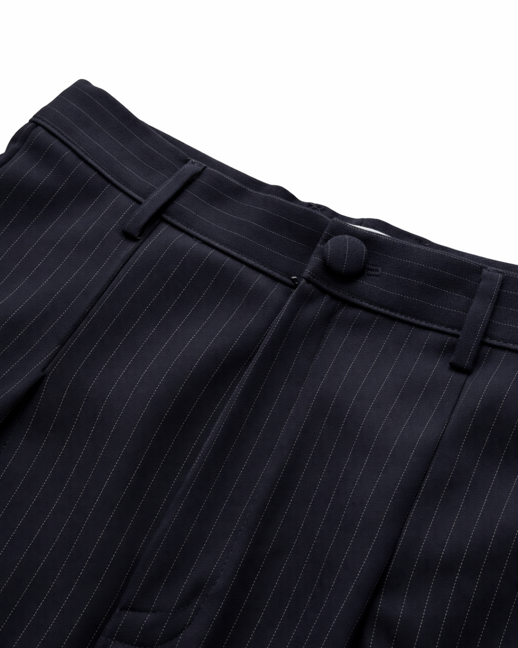 Kimono Suit Trousers - Pinstriped Navy Wool & Cashemre