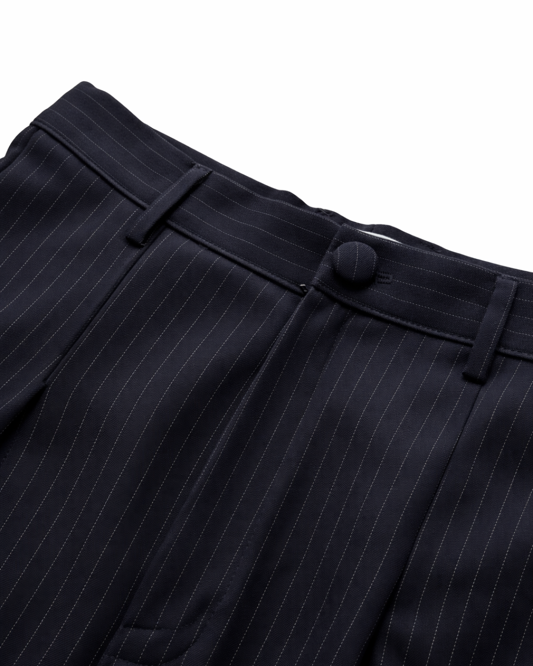 Kimono Suit Trousers - Pinstriped Navy Wool & Cashemre