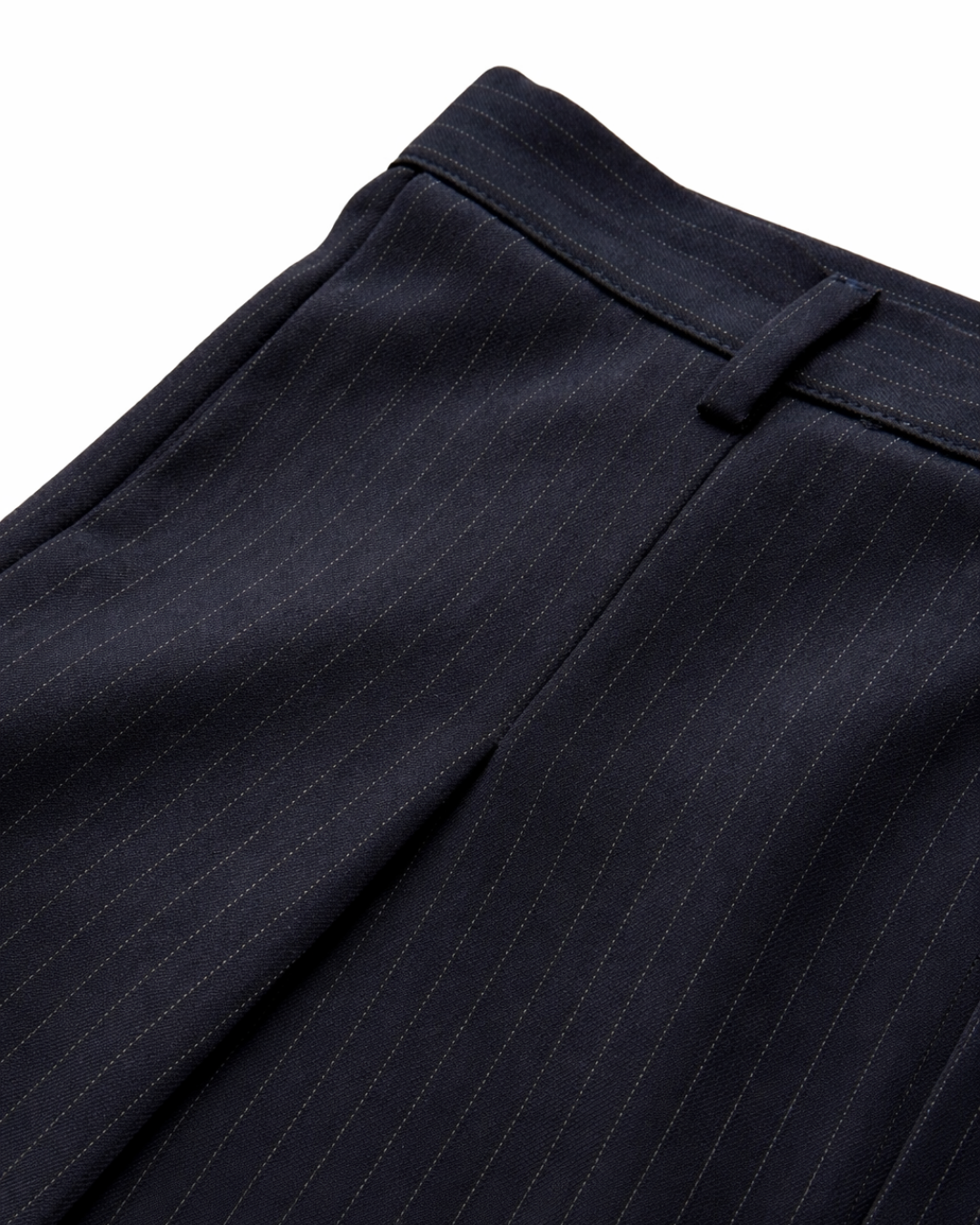 Kimono Suit Trousers - Pinstriped Navy Wool & Cashemre
