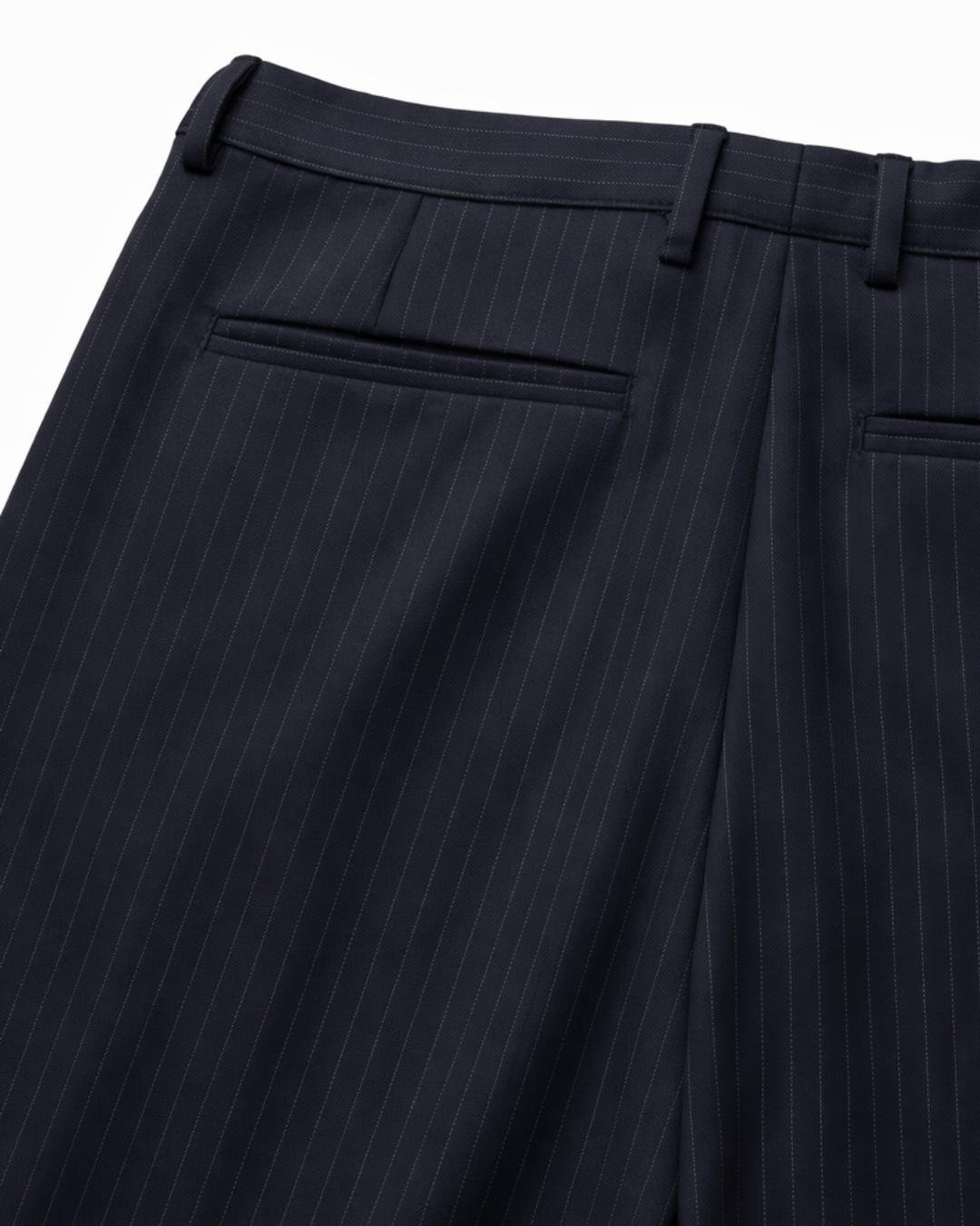 Kimono Suit Trousers - Pinstriped Navy Wool & Cashemre