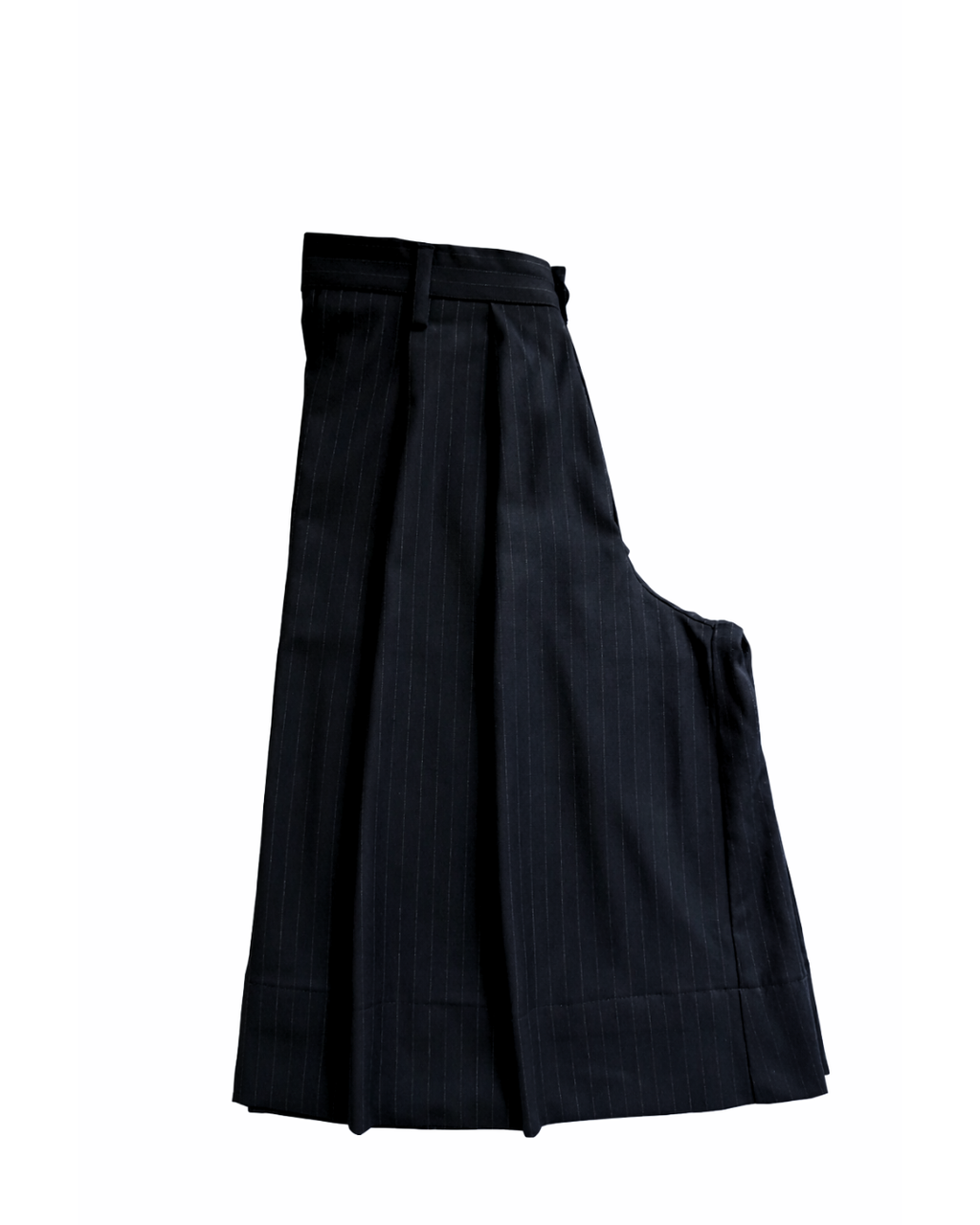 Below the Knees Shorts - Pinstriped Navy Wool & Cashemre