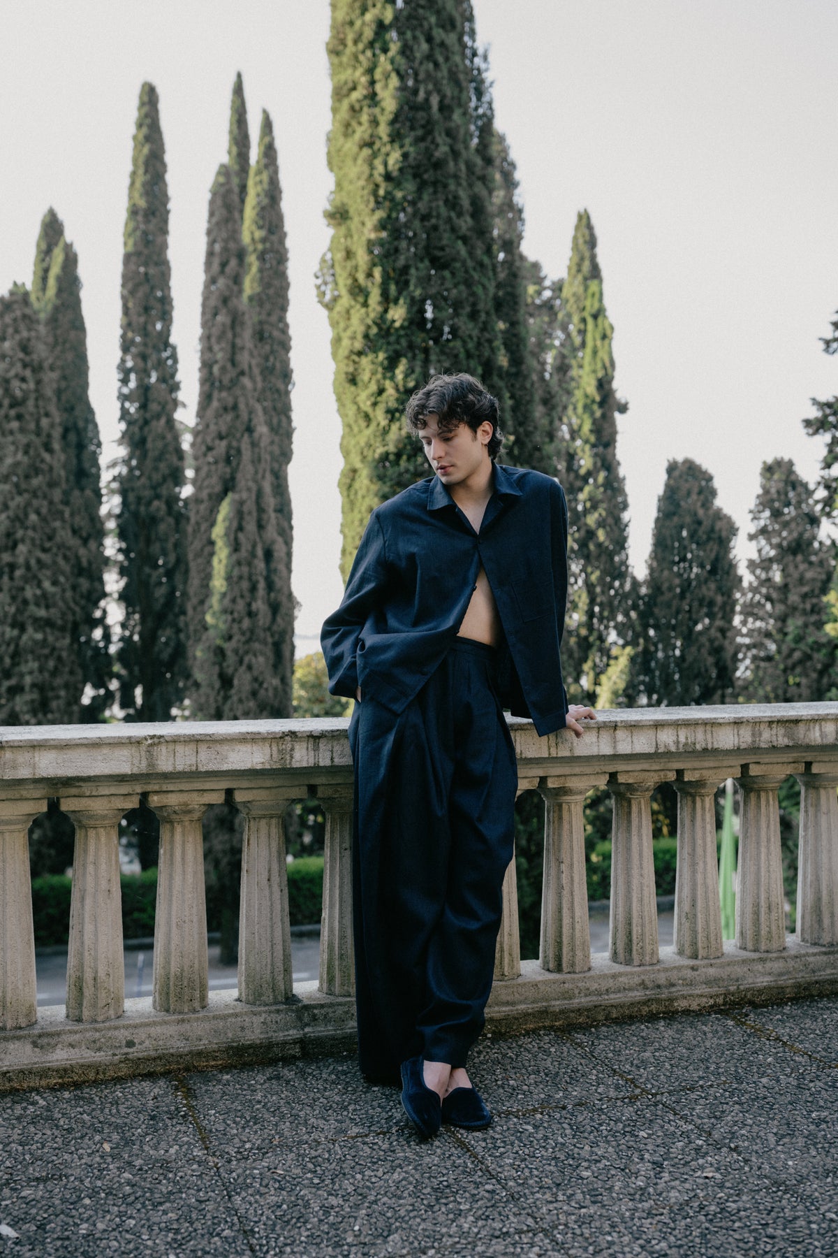 Jacket Shirt Navy Linen