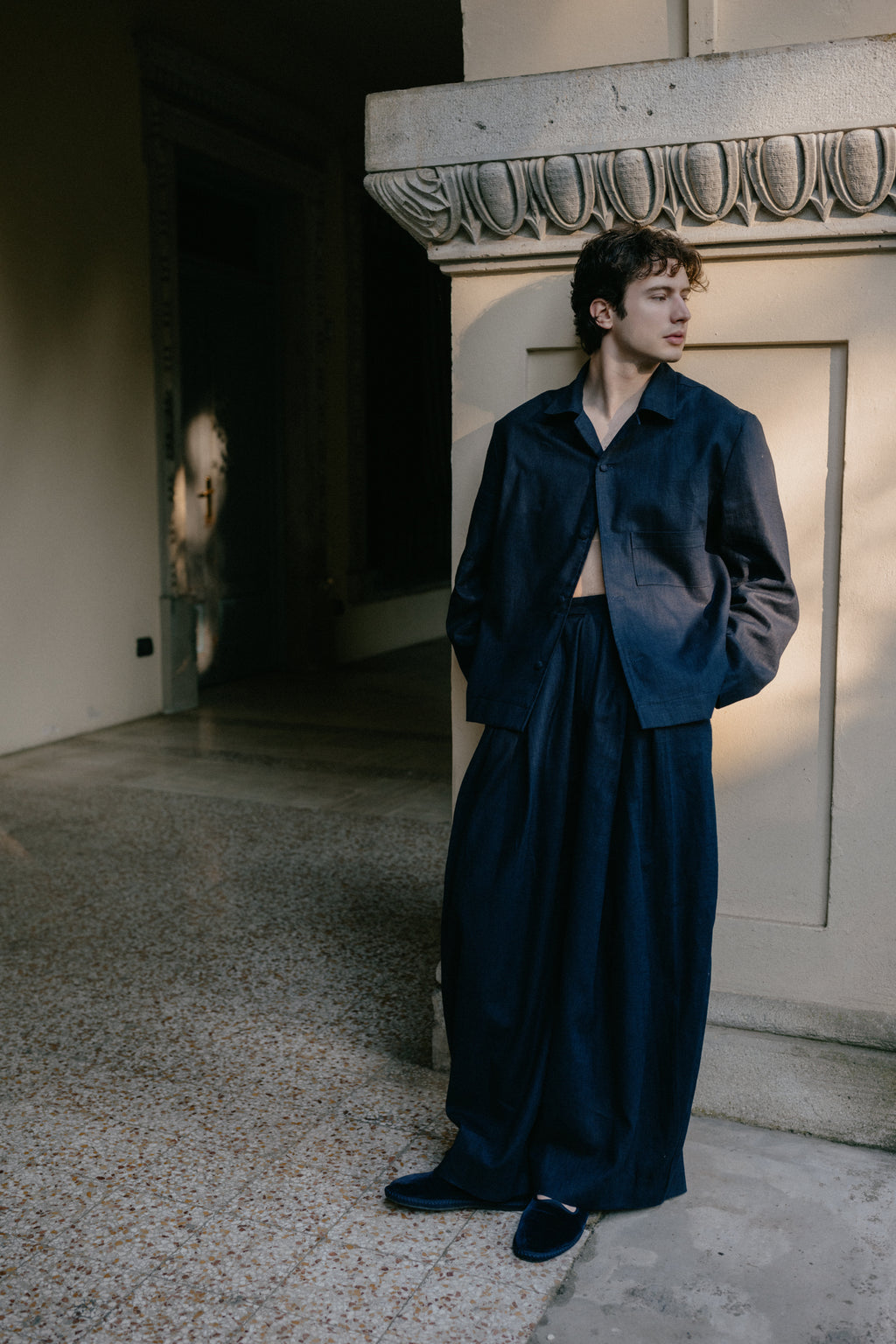 Jacket Shirt Navy Linen