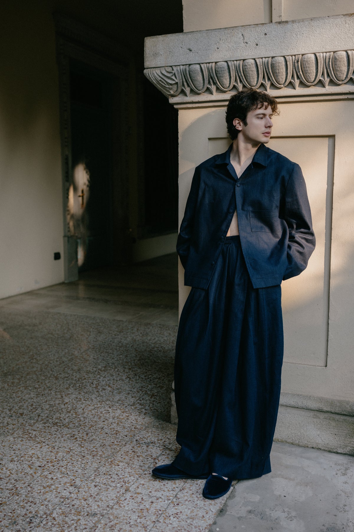 Jacket Shirt Navy Linen