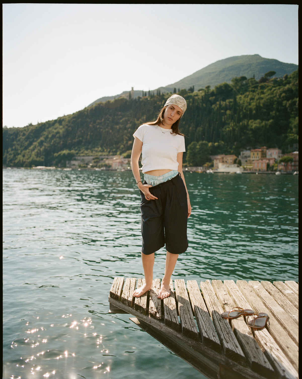 Below the Knees Shorts - Pinstriped Navy Wool & Cashemre