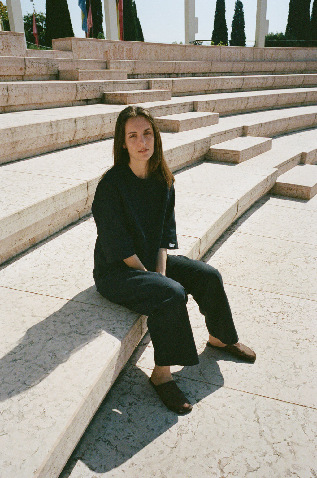 Fold Trousers - Navy Cotton