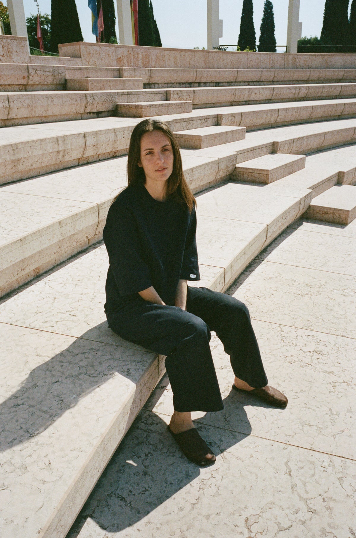 Fold Trousers - Navy Cotton